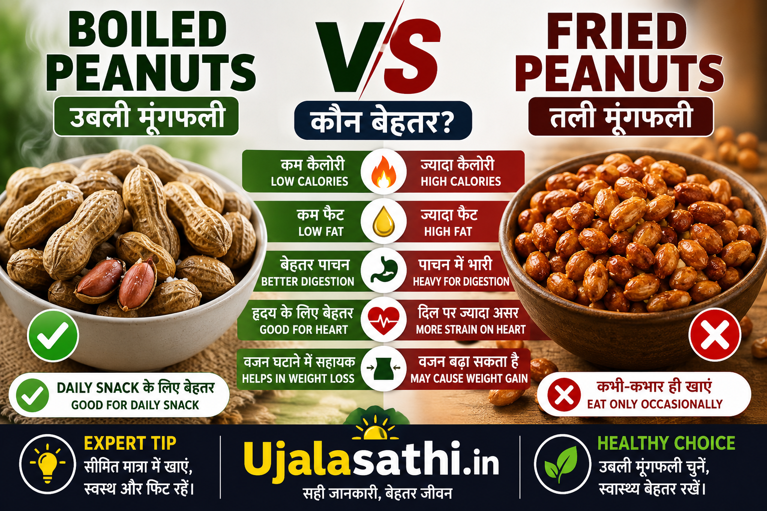 Boiled vs Fried Peanuts comparison