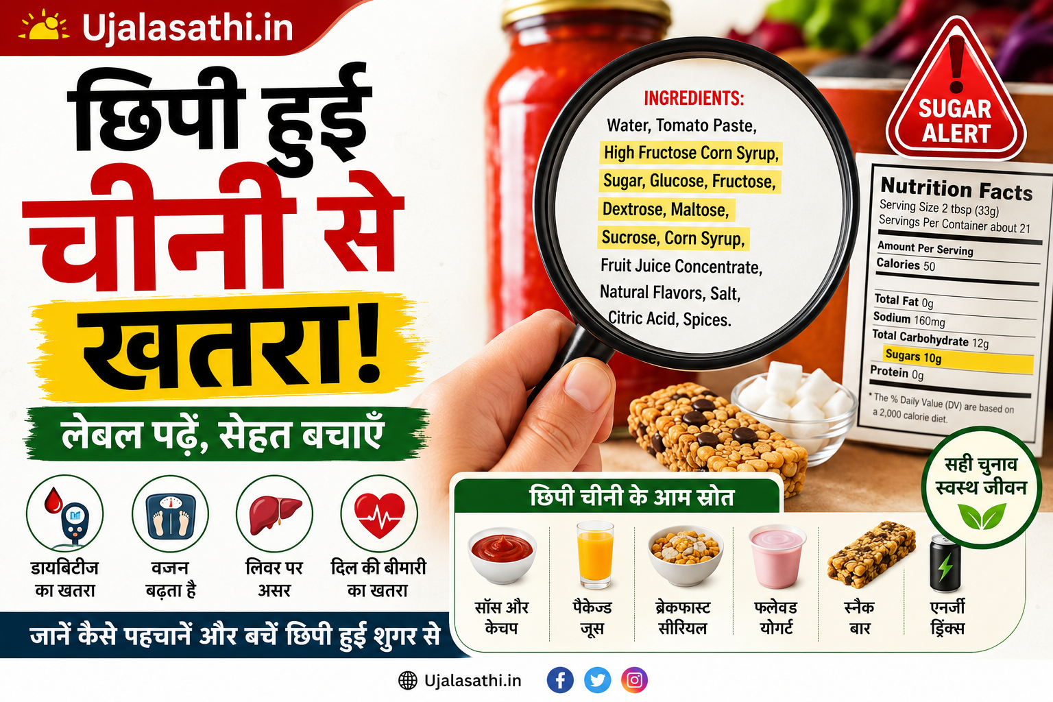 पैकेज्ड फूड लेबल में छिपी हुई चीनी