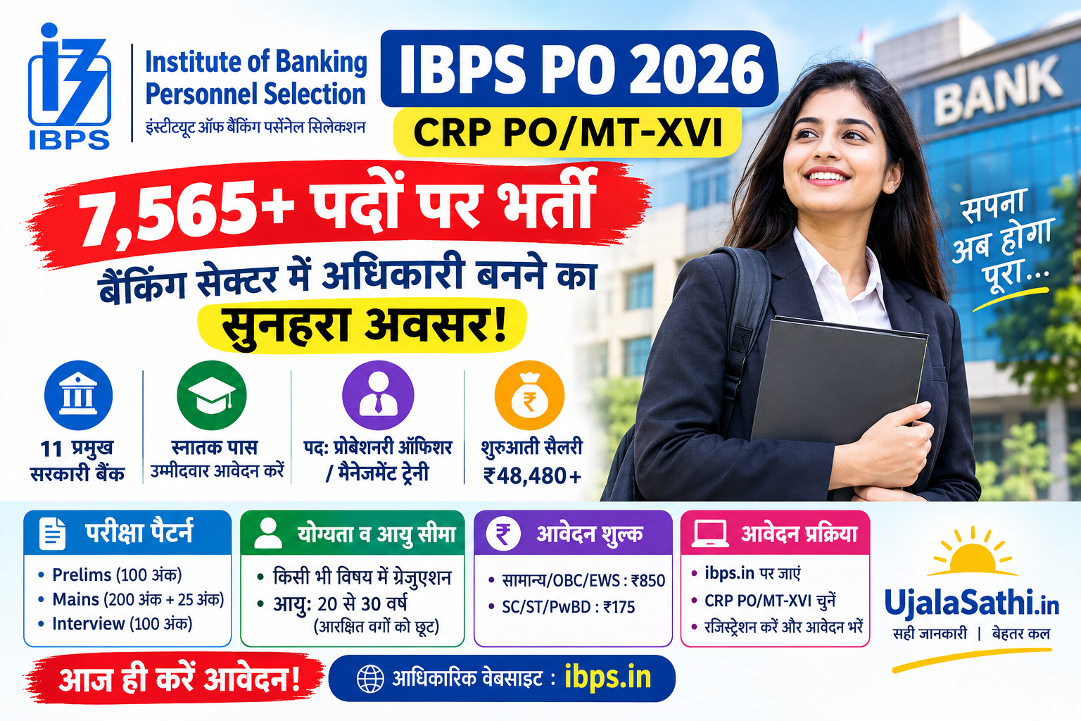 IBPS PO 2026 भर्ती 7565 पद, योग्यता, आयु सीमा और सैलरी की जानकारी