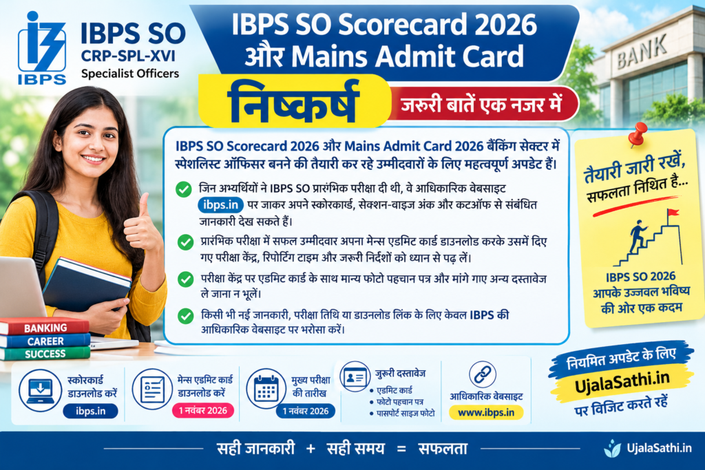IBPS SO Scorecard 2026 और Mains Admit Card डाउनलोड की जानकारी