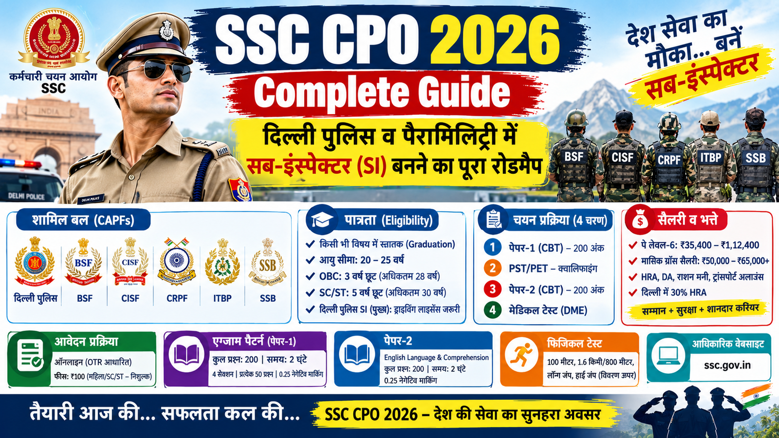 SSC CPO 2026 दिल्ली पुलिस और CAPF सब-इंस्पेक्टर भर्ती की पूरी जानकारी